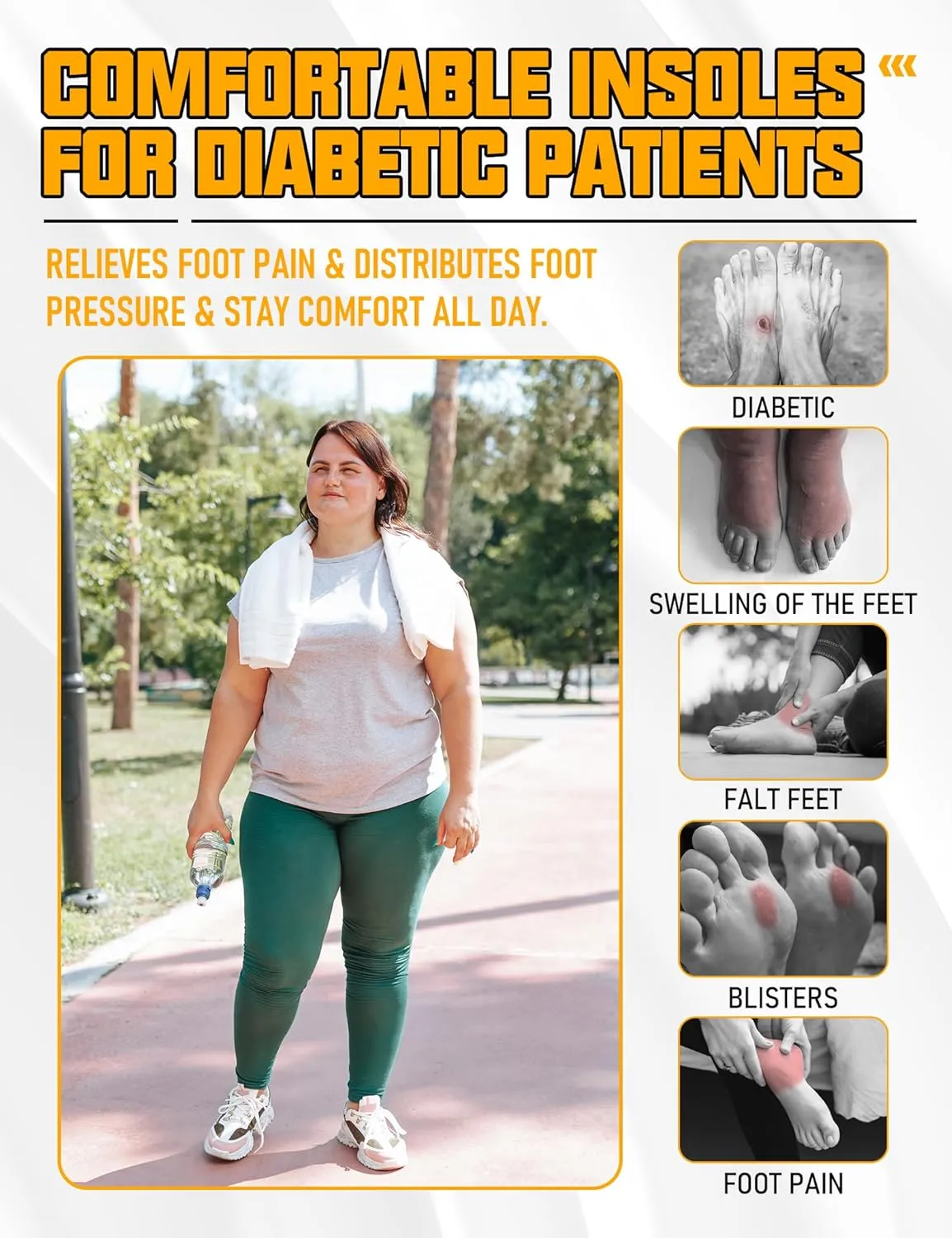 Diabetic Insoles for Men & Women-Soft Therapeutic Insoles,Suitable for Foot Cushioning, Reducing Friction, and All-Day Comfort Best Shoe Inserts for Neuropathy，Comfort Memory Foam Insoles-S