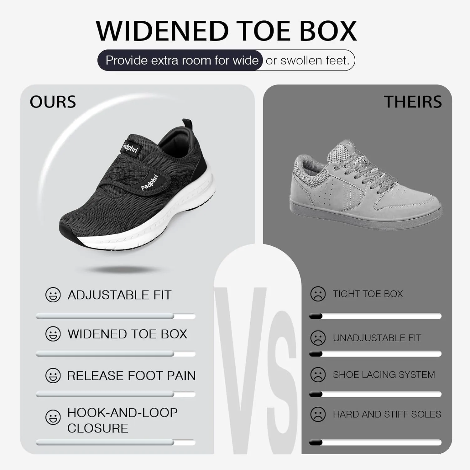 Diabetic Shoes for Men Extra Wide Width, Swollen Feet Shoes for Neuropathy Walking Shoes for Diabetics Pain Relief