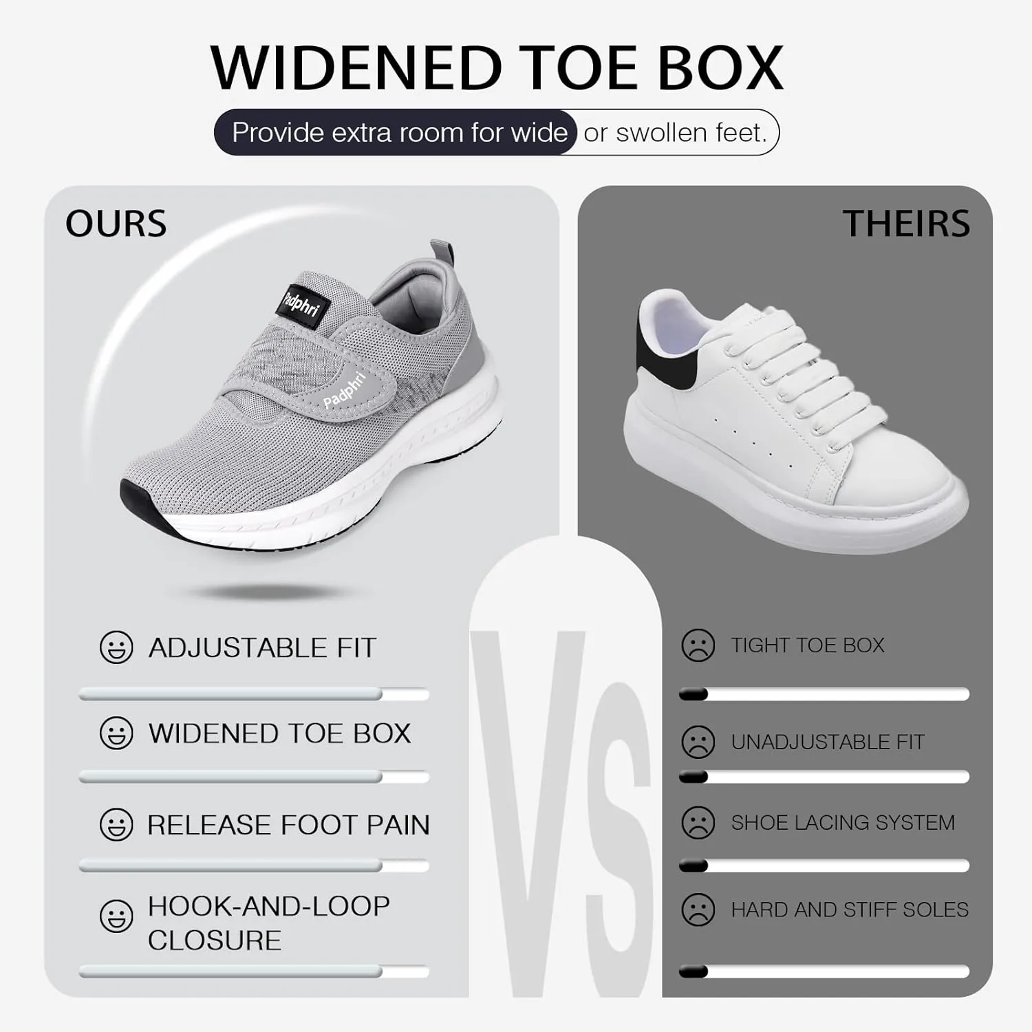 Diabetic Shoes for Men Extra Wide Width, Swollen Feet Shoes for Neuropathy Walking Shoes for Diabetics Pain Relief