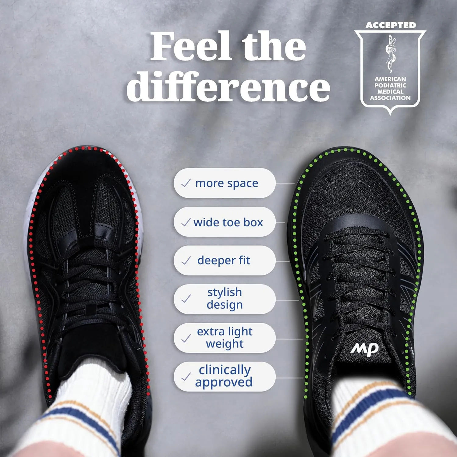 diawin Wide Shoes for Men – Wide Toe Box, Smooth Interior, Breathable Design, Extra Depth – Perfect for Hallux, Sensitive, Swollen, or Diabetic Feet, Lightweight Shoes