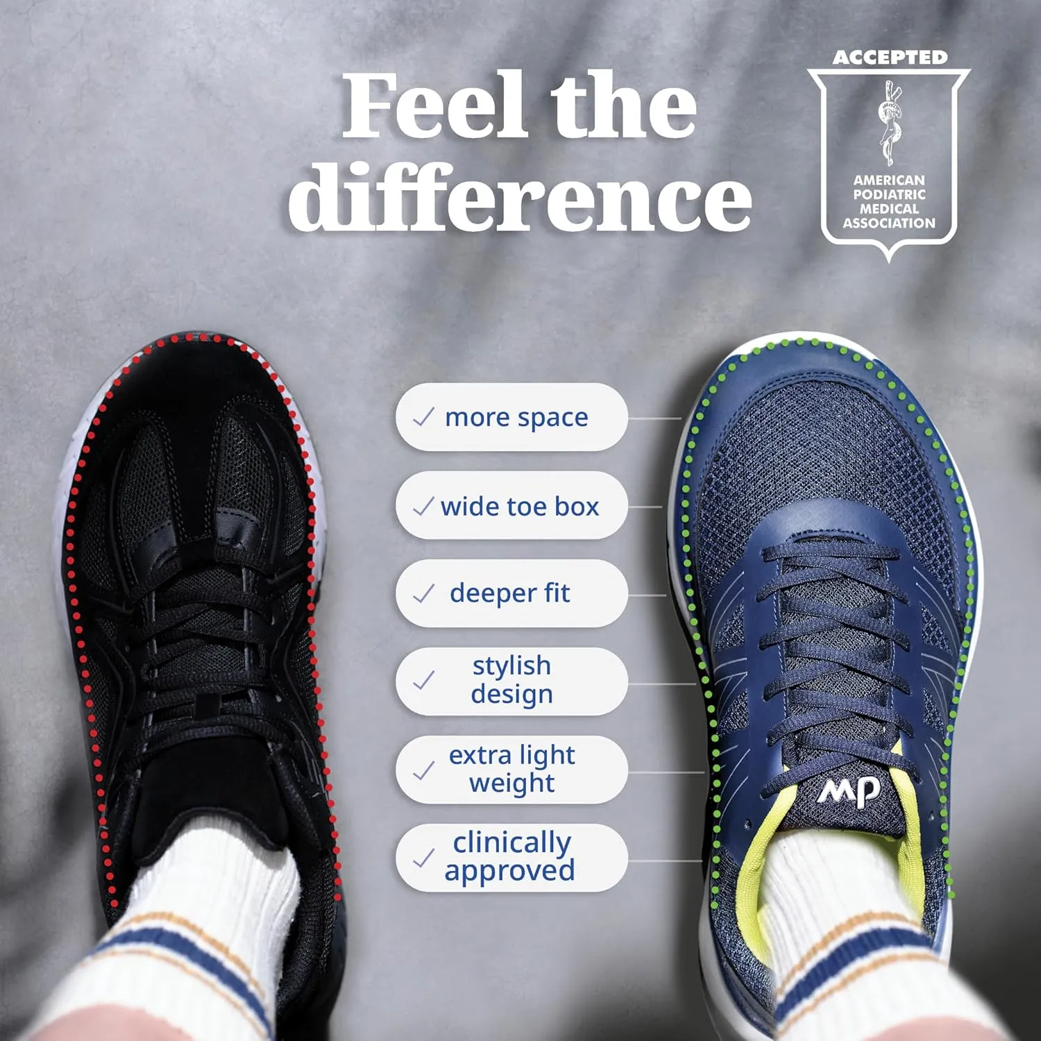 diawin Wide Shoes for Men – Wide Toe Box, Smooth Interior, Breathable Design, Extra Depth – Perfect for Hallux, Sensitive, Swollen, or Diabetic Feet, Lightweight Shoes