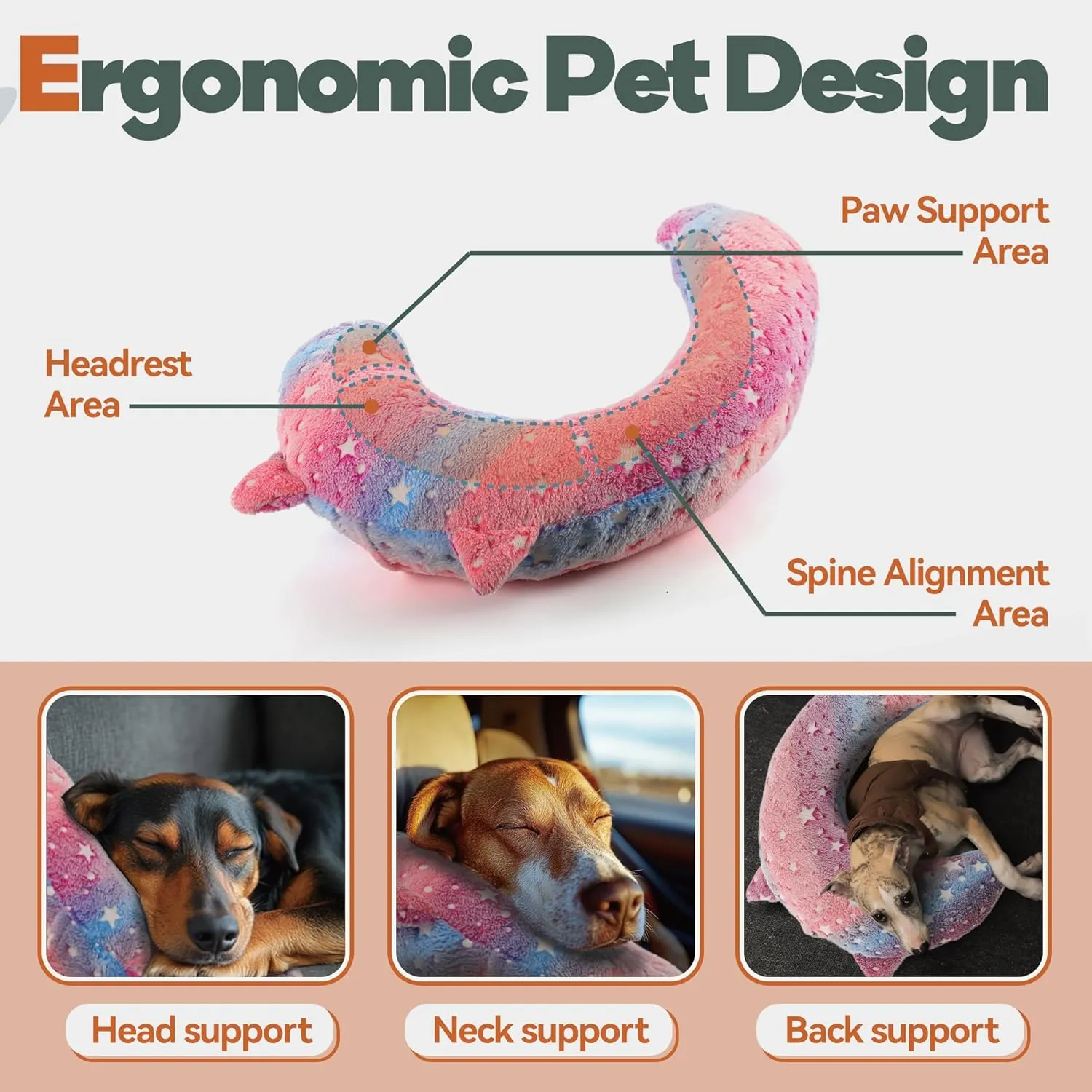 Dog Calming Pillow, Glow in The Dark Dog Put Head on, Soft Question Mark Pillows for Dogs, Kids, Adults, Washable Dog Bed Pillow, Cozy Dog Body Pillow Gifts (M Pink)