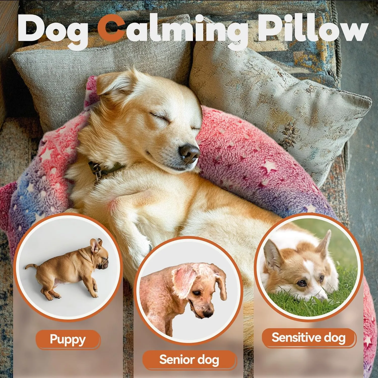 Dog Calming Pillow, Glow in The Dark Dog Put Head on, Soft Question Mark Pillows for Dogs, Kids, Adults, Washable Dog Bed Pillow, Cozy Dog Body Pillow Gifts (M Pink)