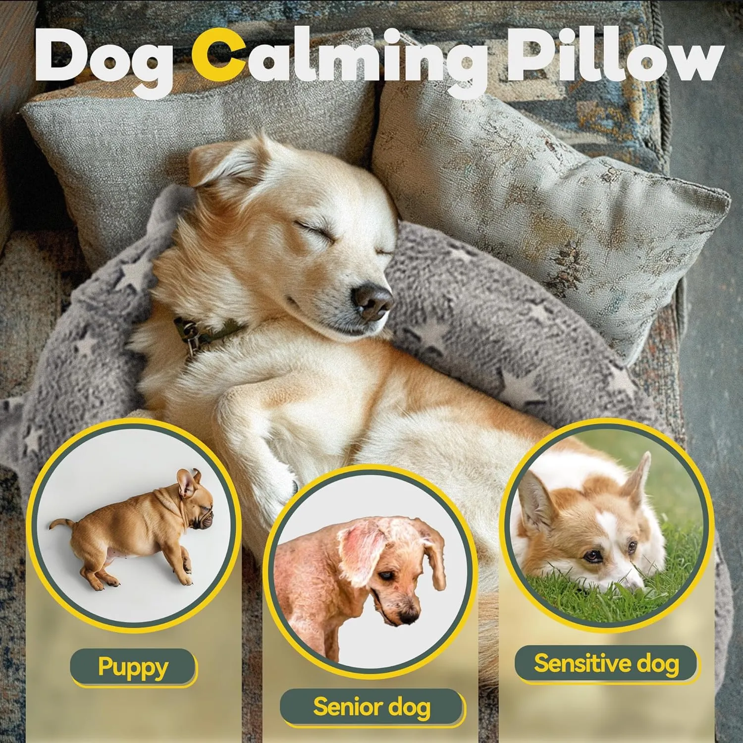 Dog Calming Pillow, Glow in The Dark Dog Put Head on, Soft Question Mark Pillows for Dogs, Kids, Adults, Washable Dog Bed Pillow, Cozy Dog Body Pillow (L Gray)