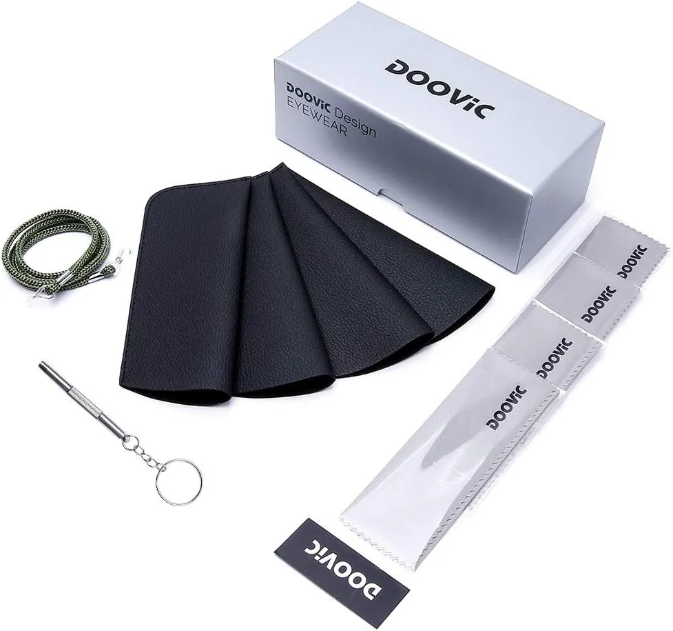 DOOViC 4 Pack Blue Light Blocking Reading Glasses Anti Eyestrain Fashion Classic Style Spring Hinge Computer Readers for Women Men 2.00 Strength