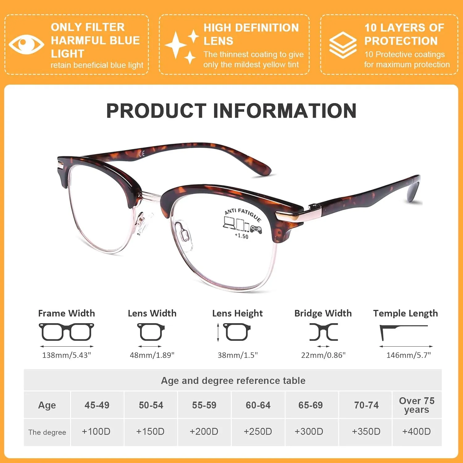 DOOViC 4 Pack Blue Light Blocking Reading Glasses Anti Eyestrain Fashion Classic Style Spring Hinge Computer Readers for Women Men 2.00 Strength