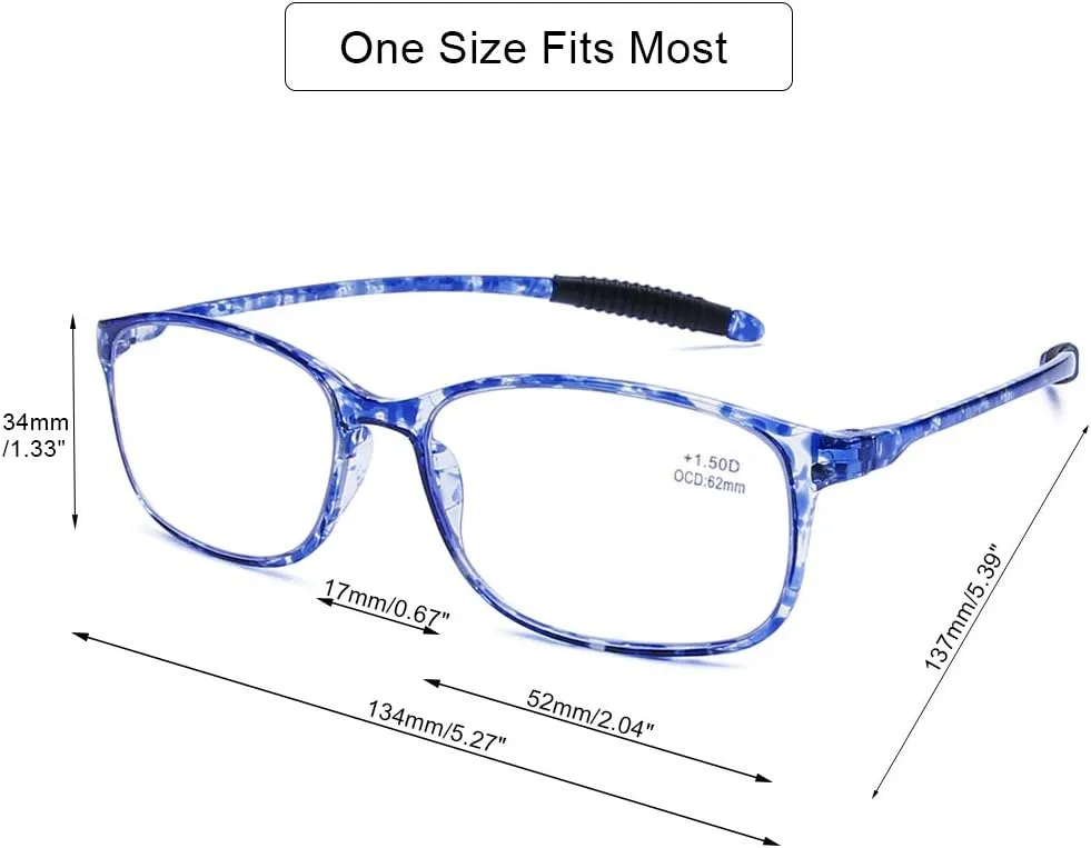 DOOViC Computer Reading Glasses 4 Pack Blue Light Blocking Glasses Anti Eyestrain Flexible Lightweight Readers for Women Men