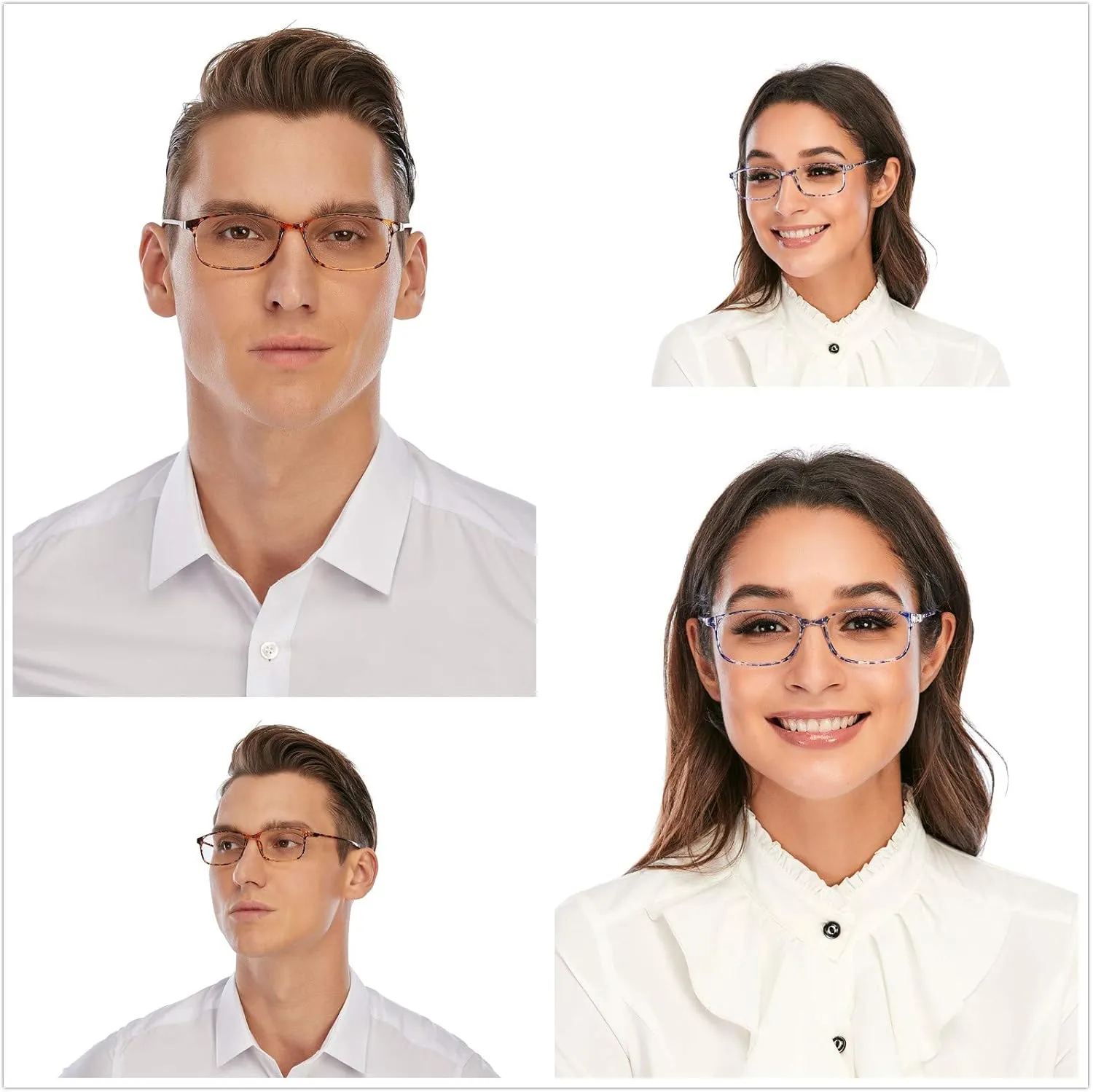 DOOViC Computer Reading Glasses 4 Pack Blue Light Blocking Glasses Anti Eyestrain Flexible Lightweight Readers for Women Men