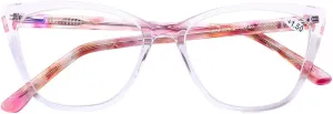 DOOViC Computer Reading Glasses Blue Light Blocking Anti Eyestrain Fashion Cat Eye Spring Hinge Readers for Women 0.0 Strength