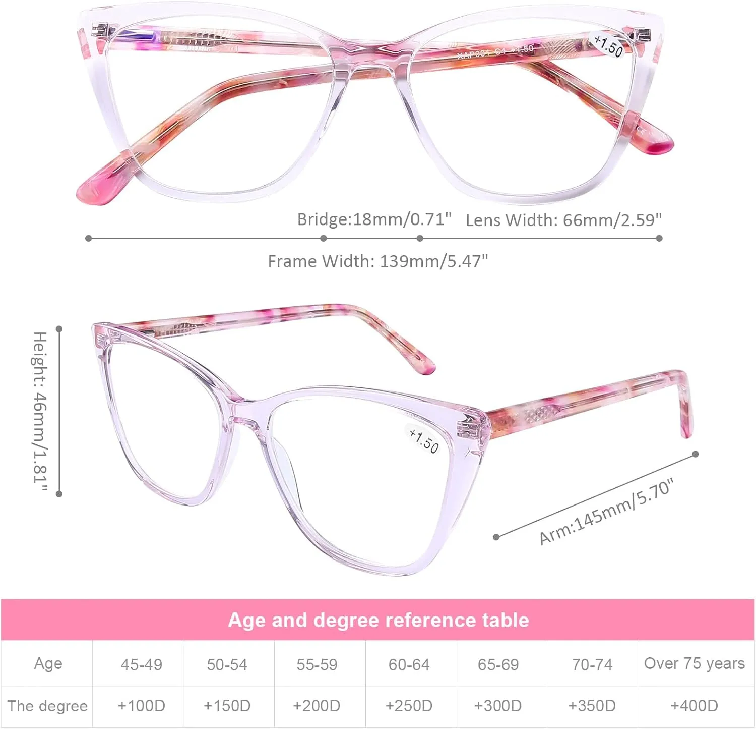 DOOViC Computer Reading Glasses Blue Light Blocking Anti Eyestrain Fashion Cat Eye Spring Hinge Readers for Women 0.0 Strength