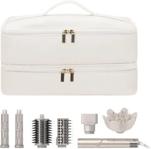 Double-Layer Flexstyle Travel Carrying Case for Shark, Portable Storage Bag for Shark Flex Style HD440BK/HD430 and Attachments, Storage Bag Compatible with Dyson Airwrap Multi Styler (Beige)