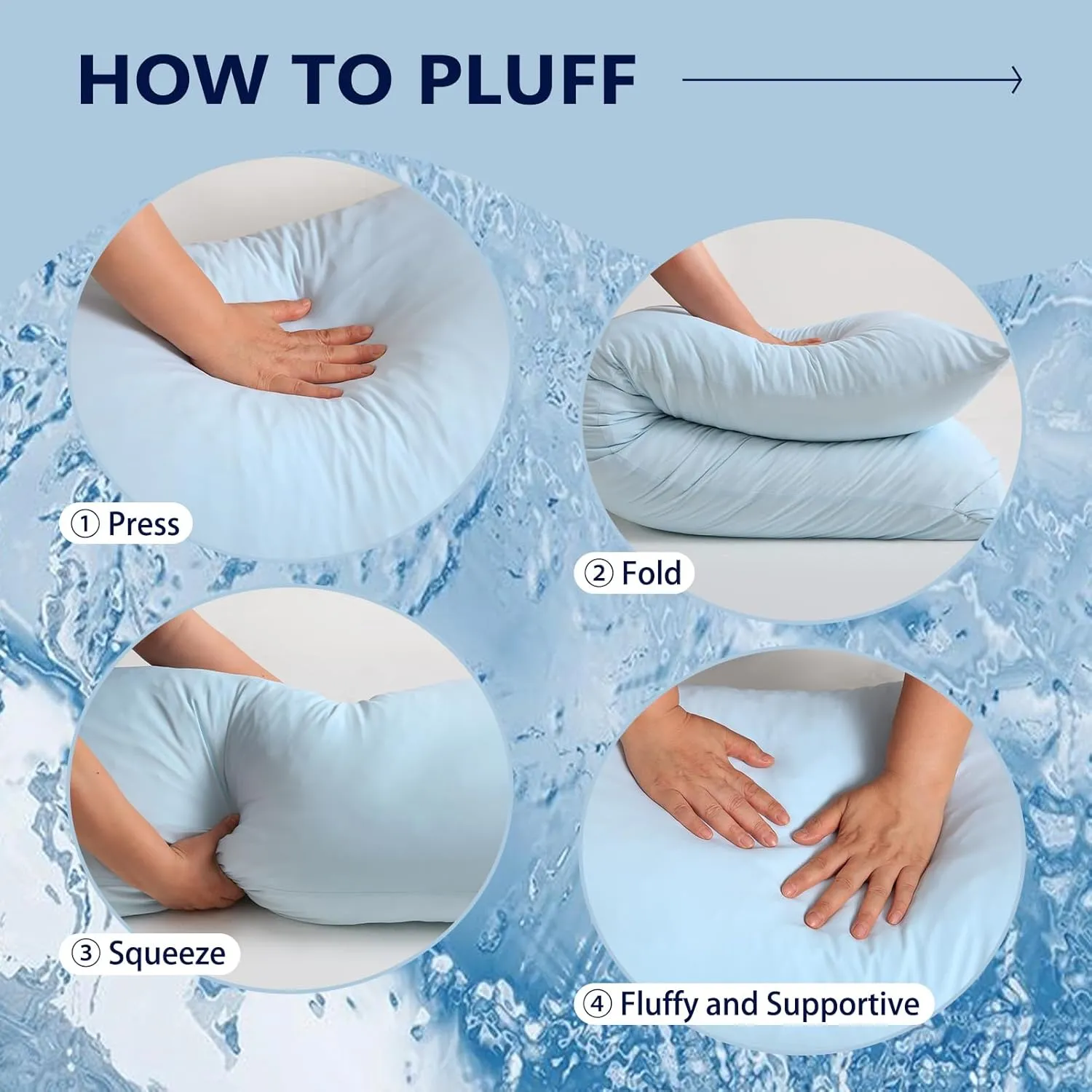 DOWNCOOL Large Body Pillow Insert with Cooling Cover - Soft Long Bed Pillow for Summer - Breathable Full Body Pillow for Adults - 20x54 inch (Blue, with Cover)
