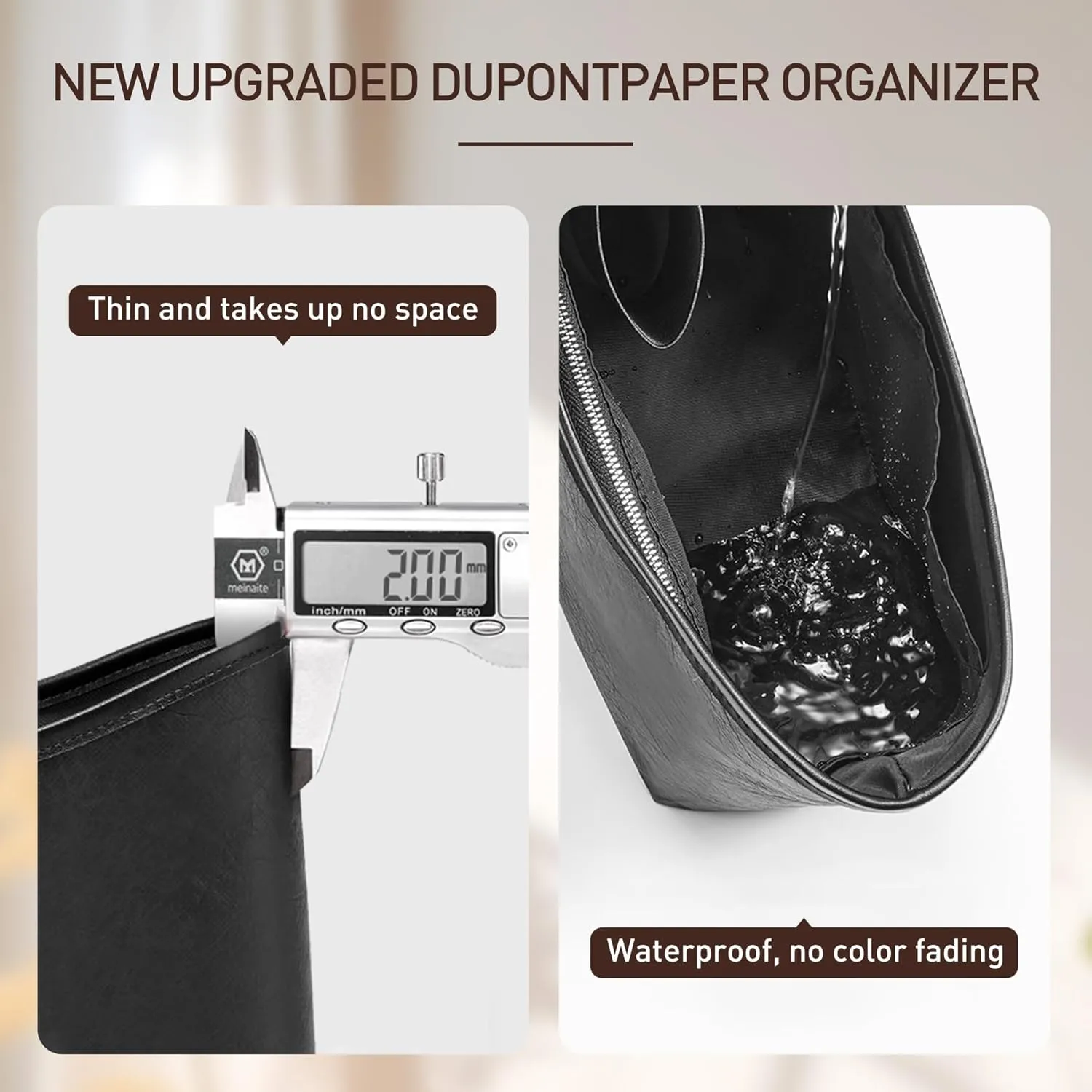 Doxo Purse Organizer Insert Compatible with Longchamp Hobo, Extra Lightweight Waterproof Bag Organizer with YKK Zip（Black，Hobo）