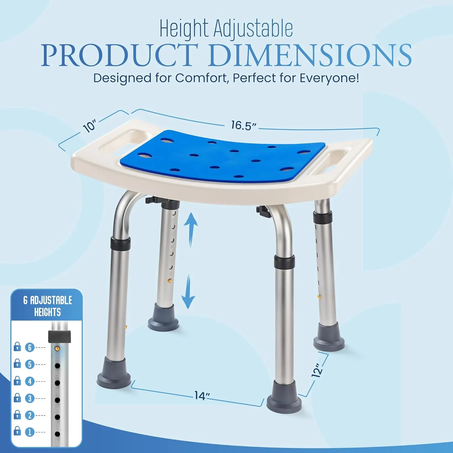 Dr.Kays Shower Chair for Inside Bathroom 350 lbs Shower Stool with Adjustable Height, Portable Heavy-Duty Bath Bench Padded Seat for Inside Tub Bathroom Chair for Elderly and Disabled FSA/HSA Eligible