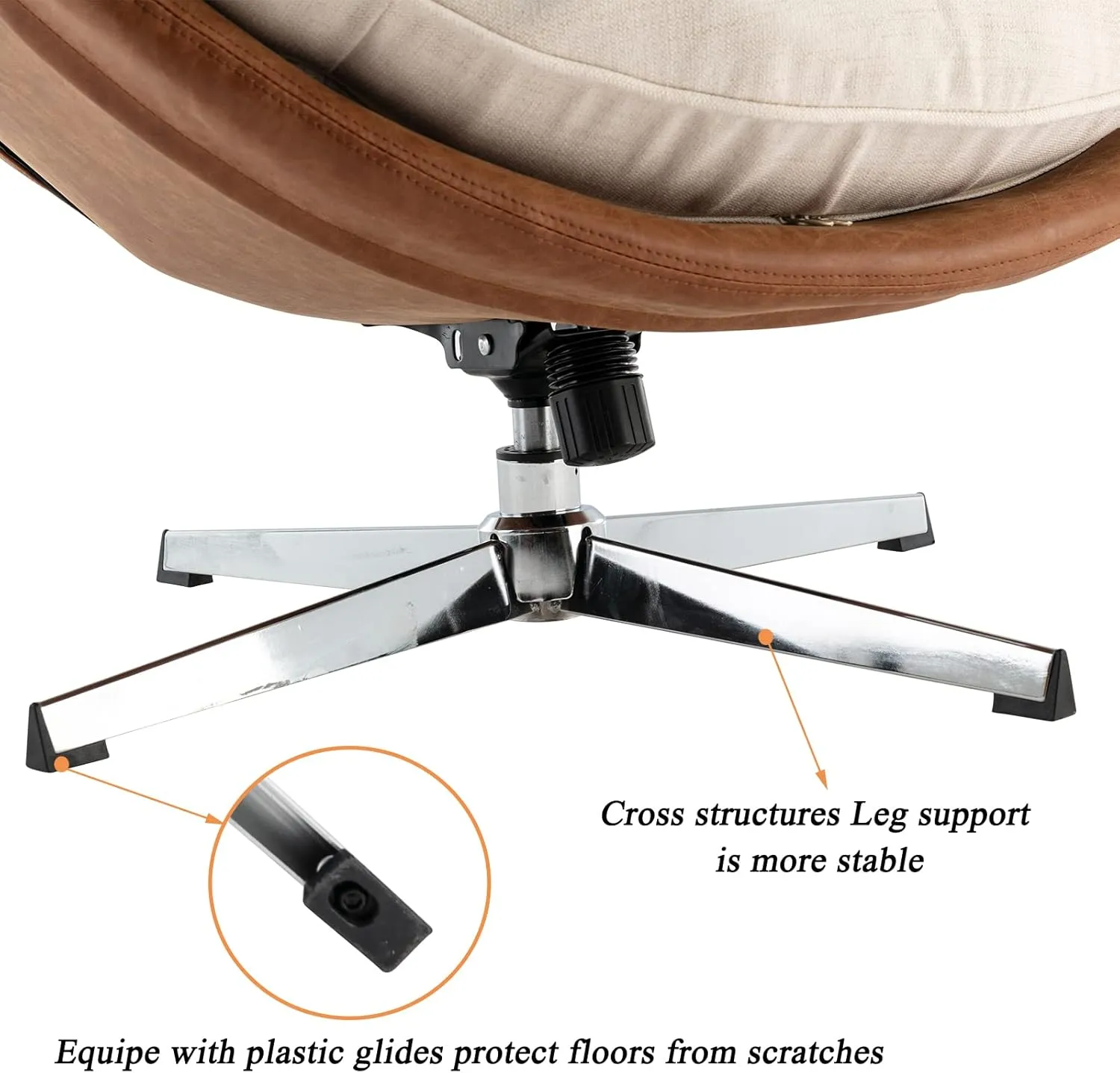 DUOMAY Swivel Accent Chair Set of 2, Modern Linen Soft Foam Lounge Chair with High Back, Comfy Rocker Chair for Living Room Bedroom Reading Room Office, Tilt & Swivel, Chrome Base, Beige