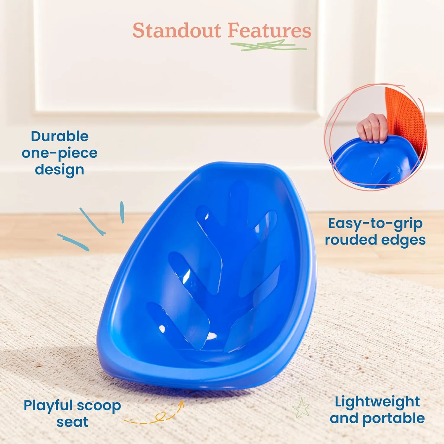 ECR4Kids Leaf Floor Seat, Rocker Chair, Blue, 6-Piece
