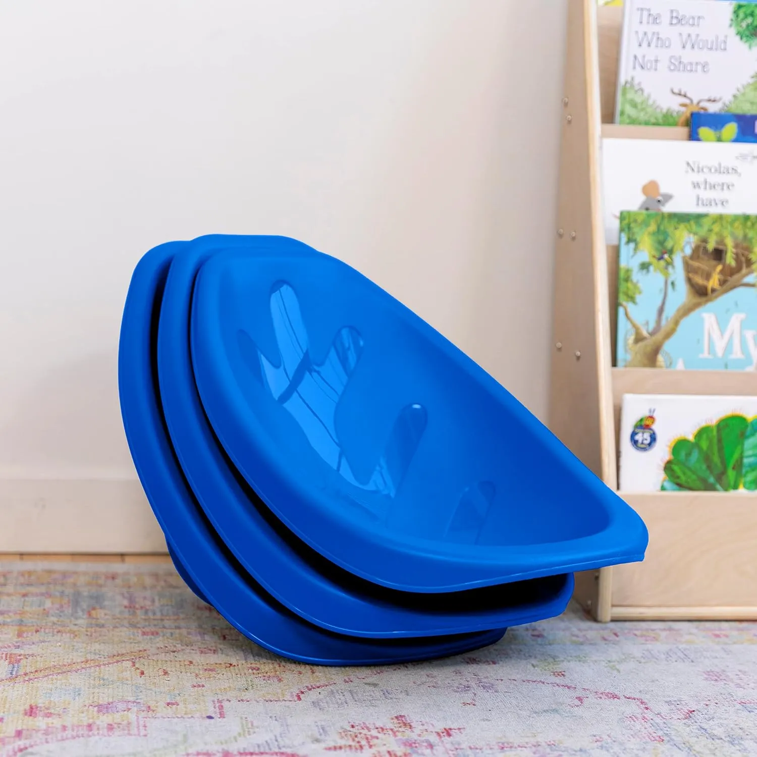 ECR4Kids Leaf Floor Seat, Rocker Chair, Blue, 6-Piece