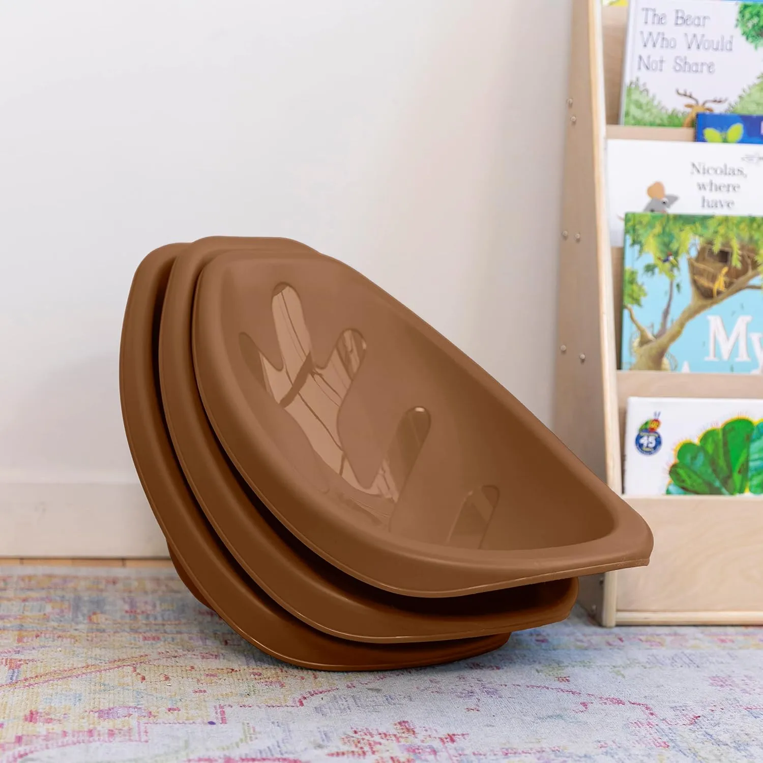 ECR4Kids Leaf Floor Seat, Rocker Chair, Chocolate, 6-Piece