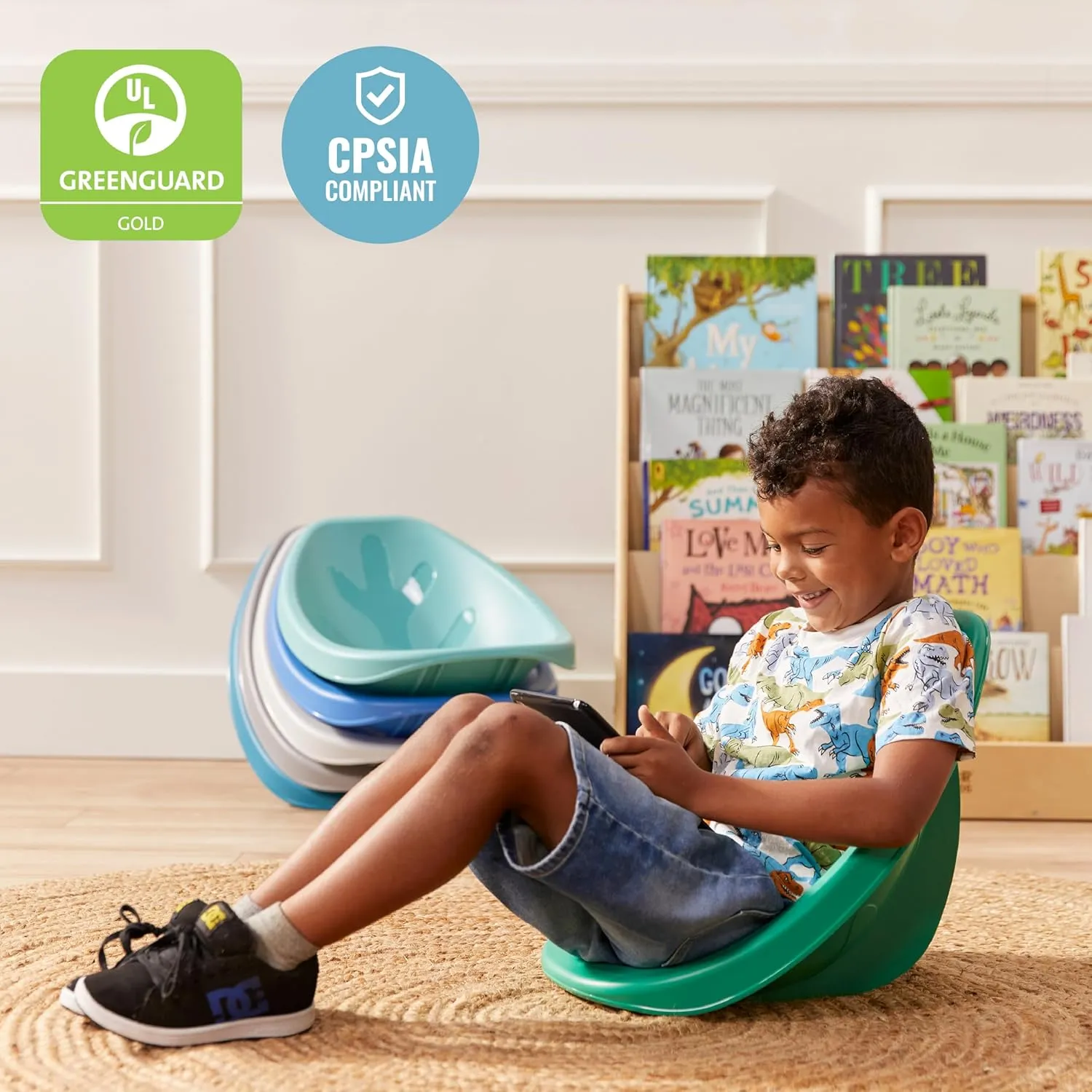 ECR4Kids Leaf Floor Seat, Rocker Chair, Contemporary, 6-Piece