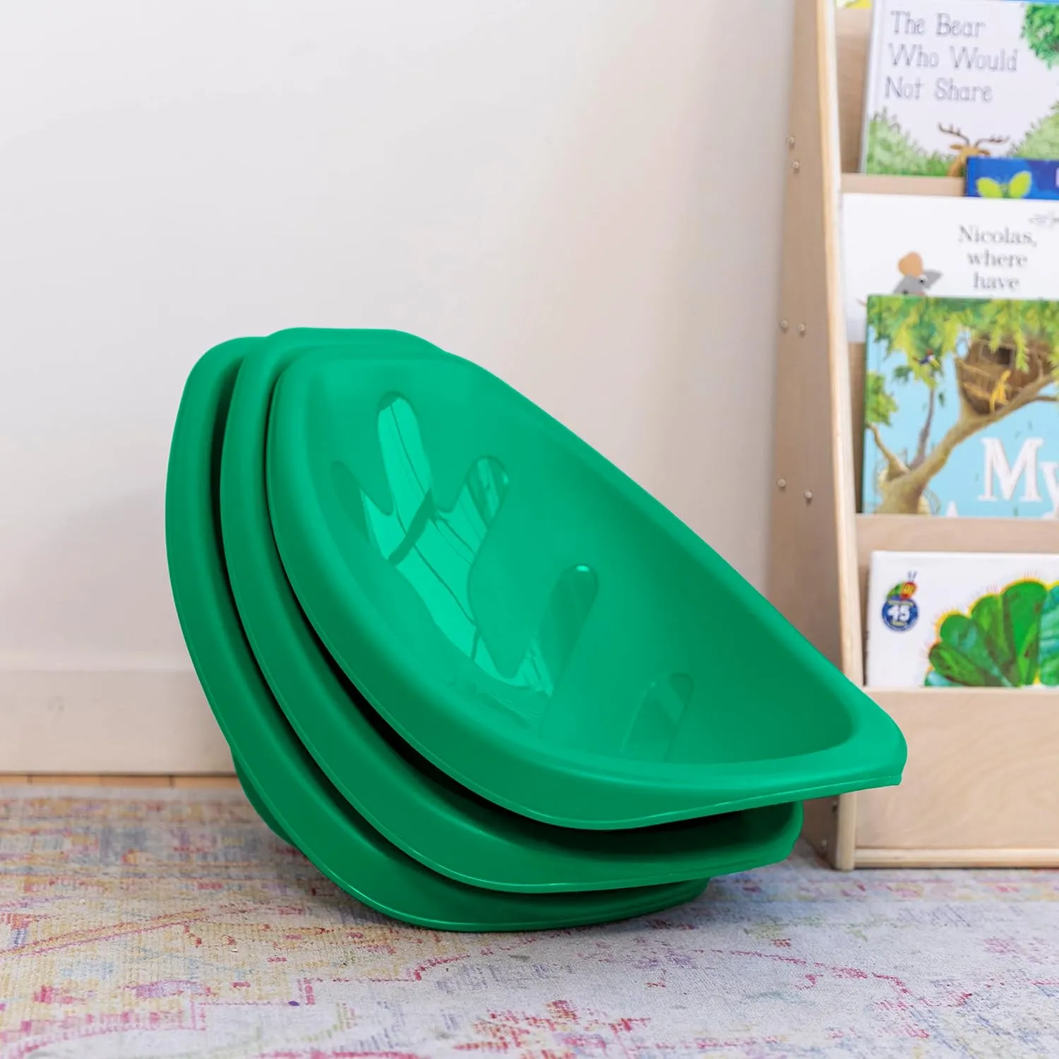 ECR4Kids Leaf Floor Seat, Rocker Chair, Emerald, 6-Piece