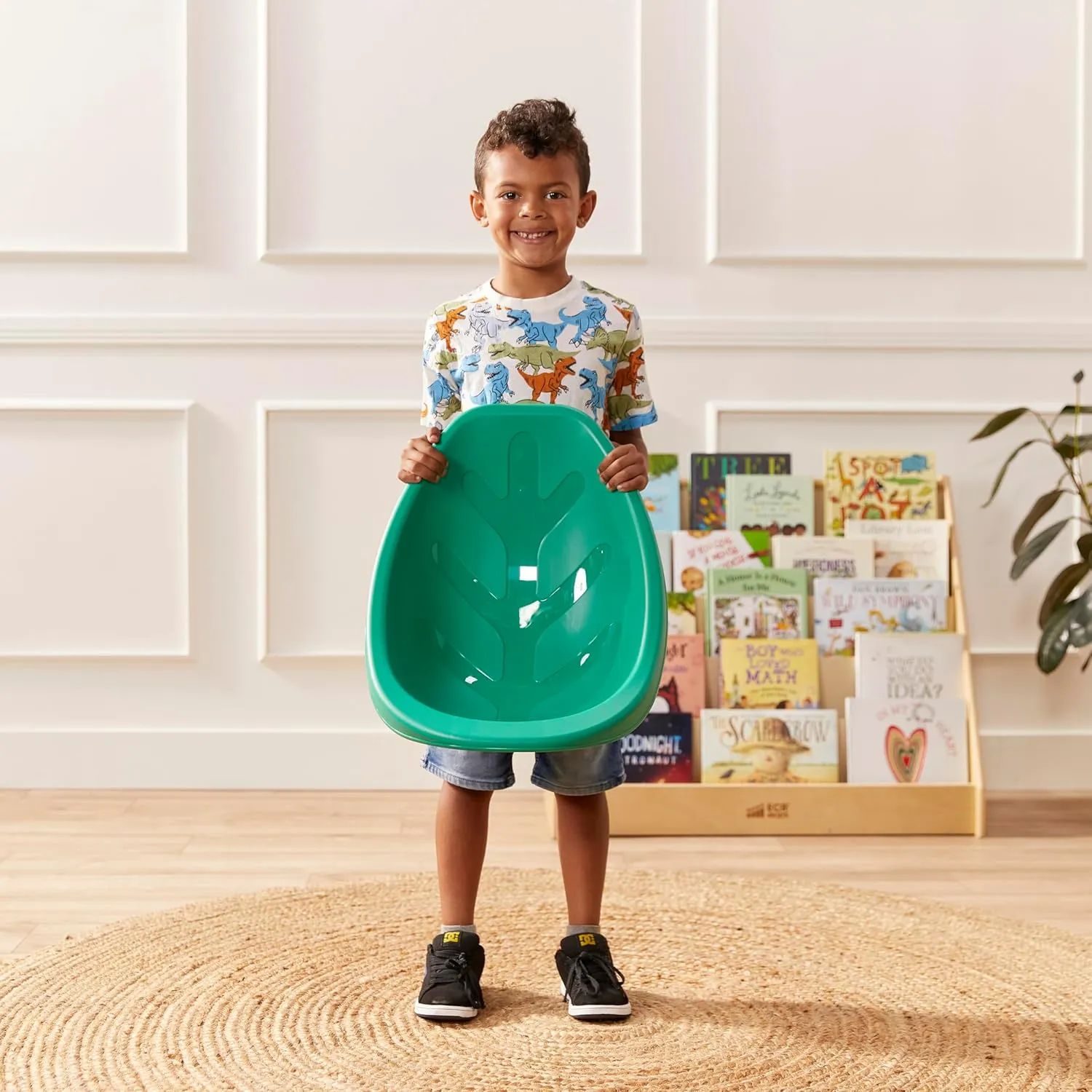 ECR4Kids Leaf Floor Seat, Rocker Chair, Emerald, 6-Piece