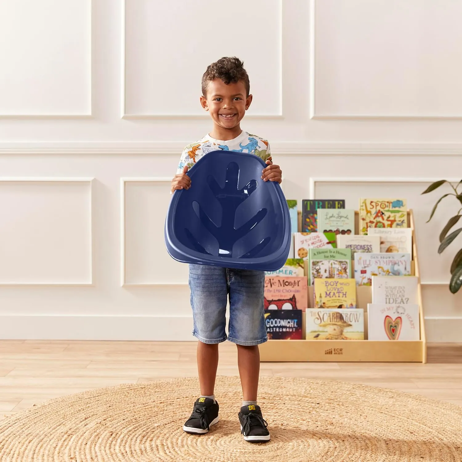 ECR4Kids Leaf Floor Seat, Rocker Chair, Navy, 6-Piece