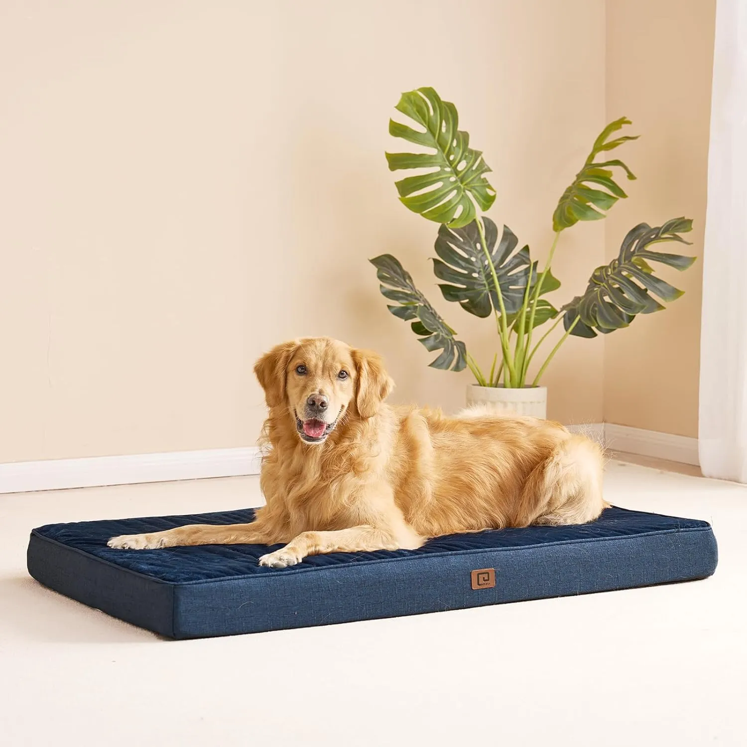 EHEYCIGA Orthopedic Memory Foam Dog Beds for Jumbo Dogs with Removable Waterproof Liner, Navy, 47x29