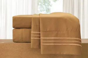 Elegant Comfort Luxury 4-Piece Bed Sheet Set - Luxury Bedding 1500 Premium Hotel Quality Microfiber, Wrinkle Resistant Cool & Breathable, Easy Elastic Fitted, Full, Mocha