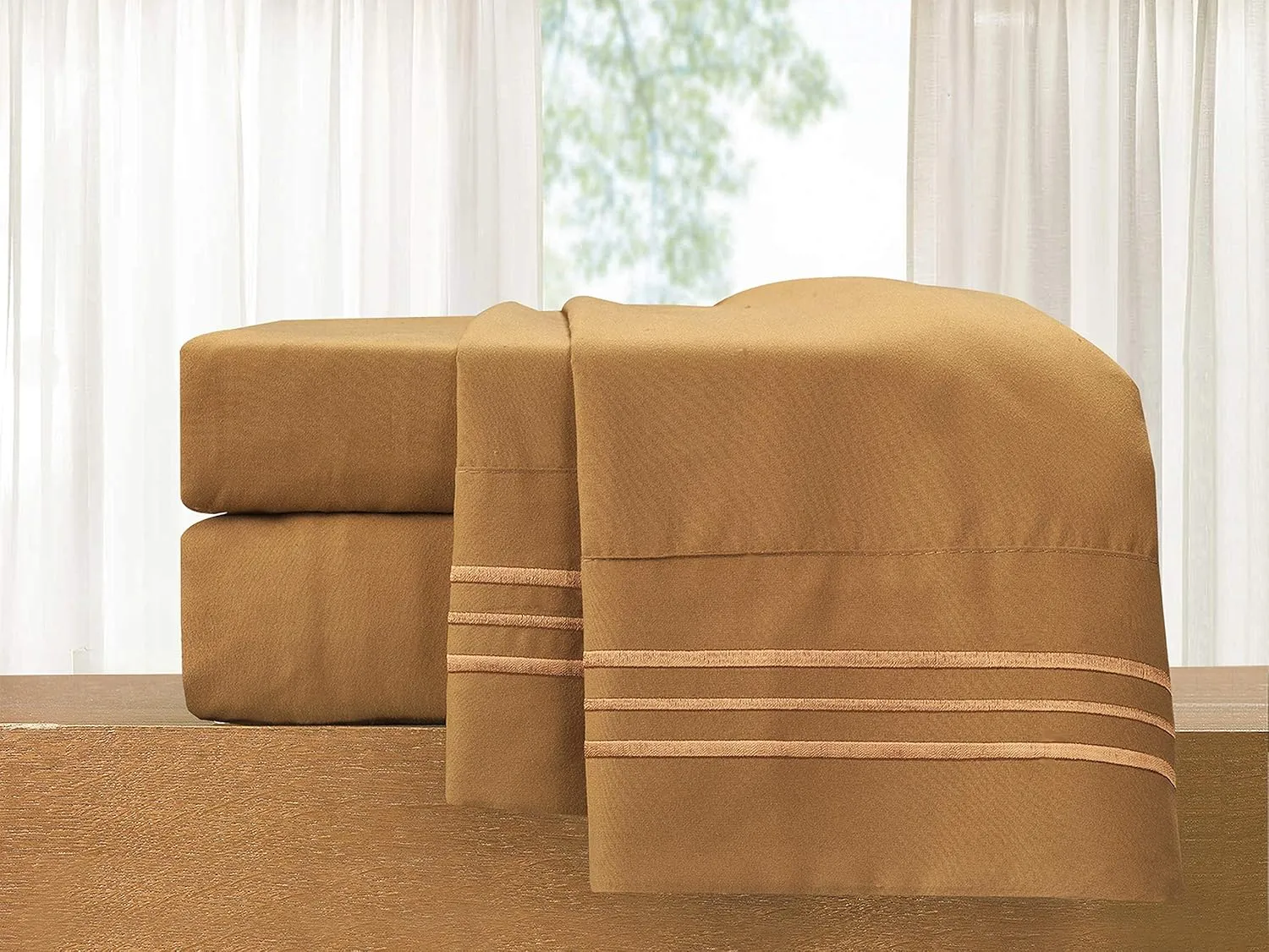 Elegant Comfort Luxury 4-Piece Bed Sheet Set - Luxury Bedding 1500 Premium Hotel Quality Microfiber, Wrinkle Resistant Cool & Breathable, Easy Elastic Fitted, Full, Mocha