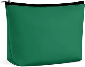 Elegant Makeup Bag, Dark Green Solid Color Classic Elegant Cosmetic Bag Large Capacity Pouch Portable Organizer for Men & Women