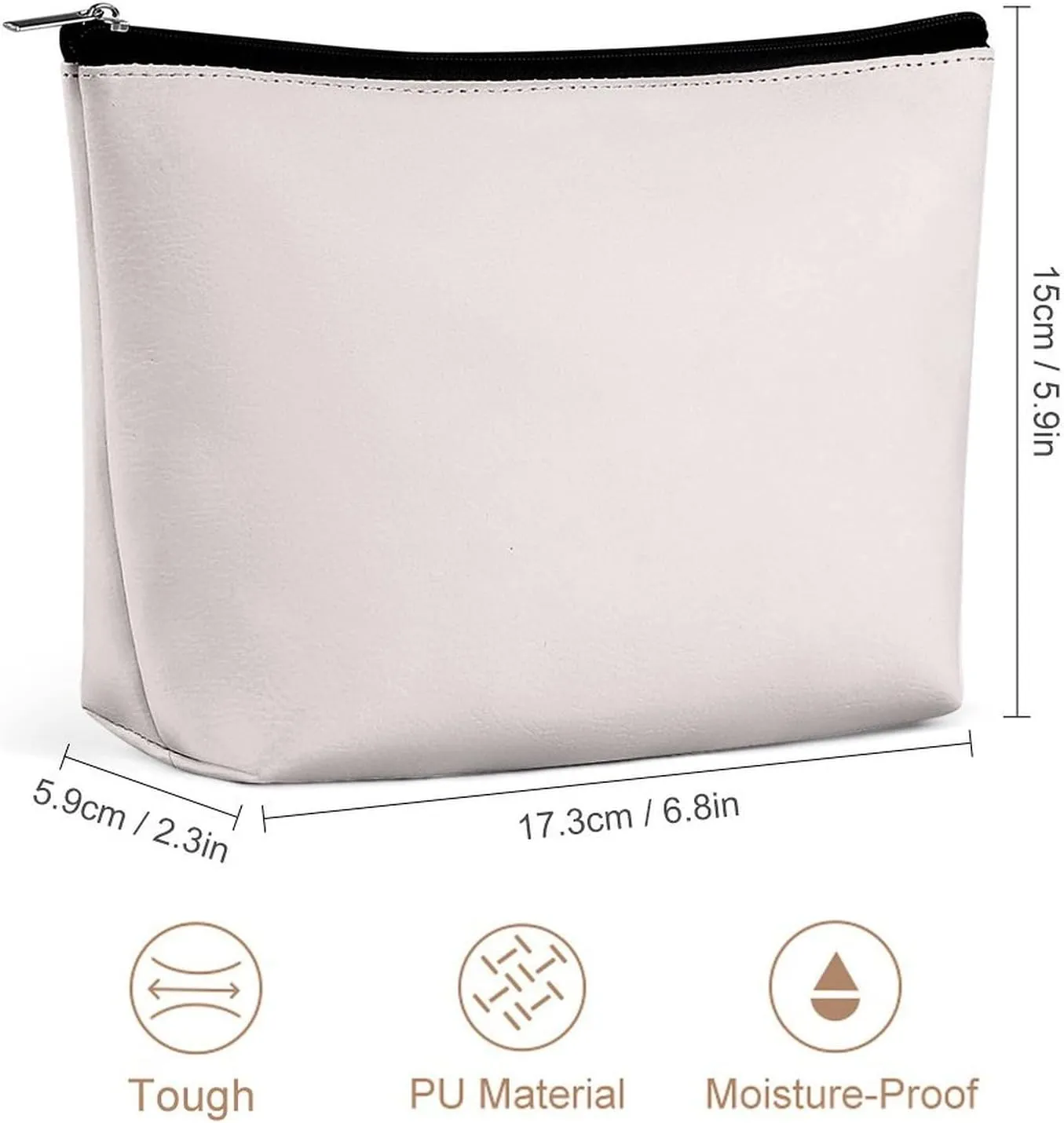 Elegant Makeup Bag, Simple Blush Pale Rose Solid Color Cosmetic Bag Large Capacity Pouch Portable Organizer for Men & Women