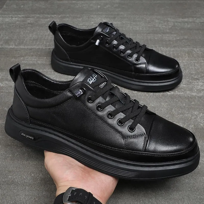 Elegant Men's Derby Shoes in Smooth Leather with Round Toe and Comfortable Cushioned Insole