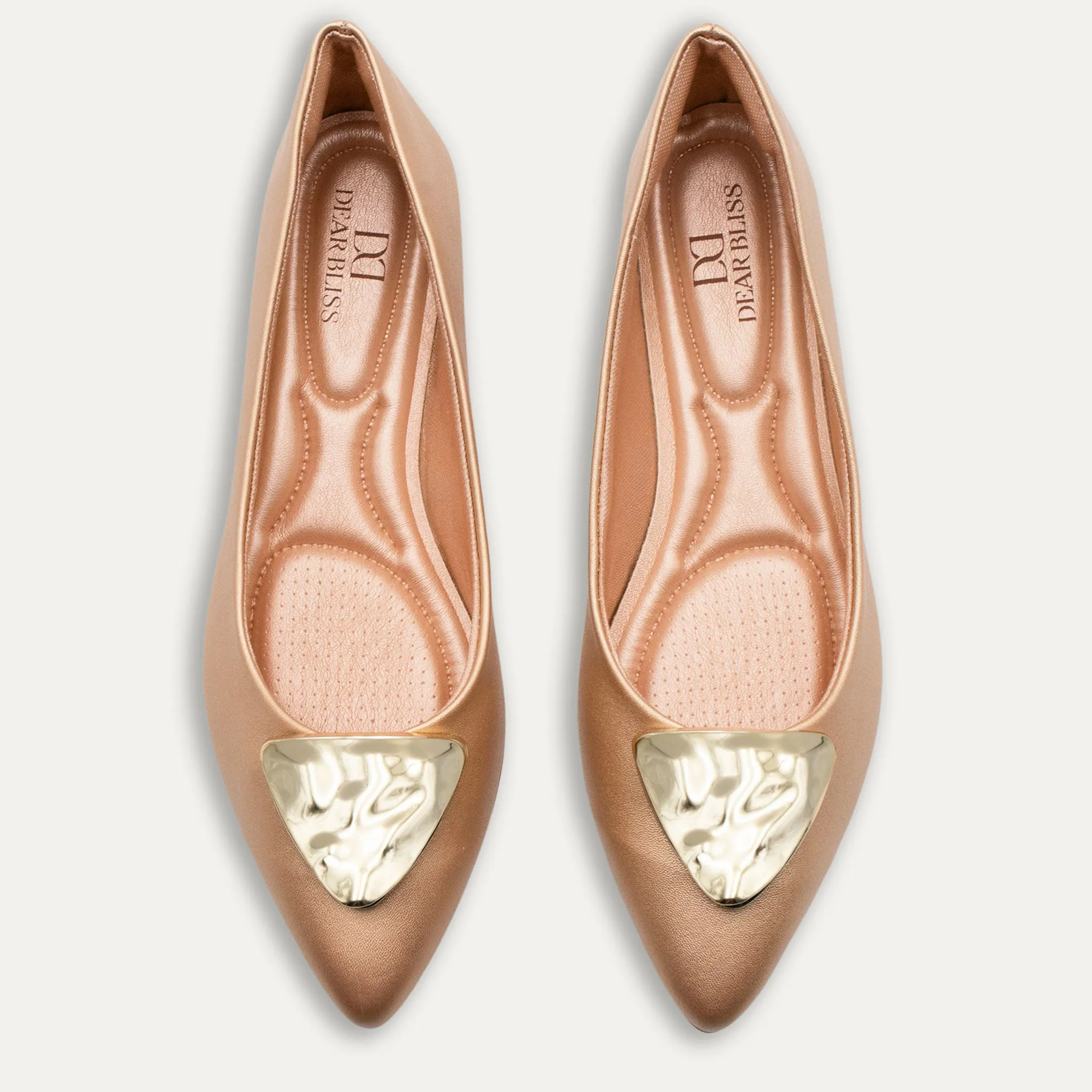 Elena Light Gold Pointed Toe Flats