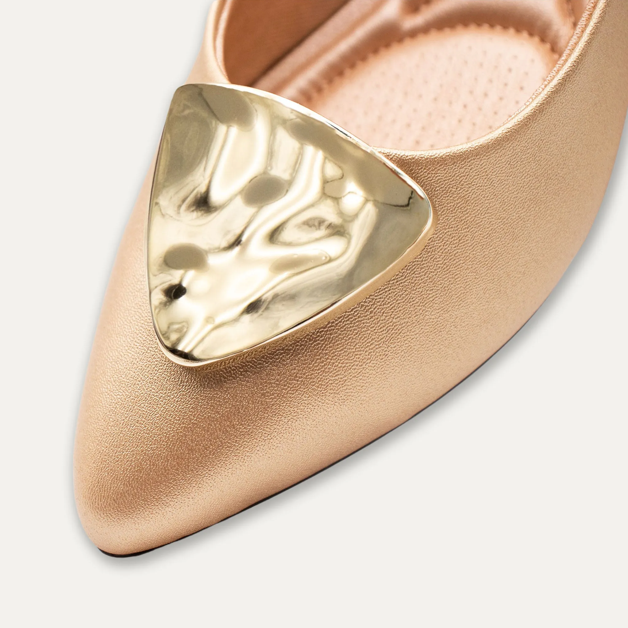 Elena Light Gold Pointed Toe Flats