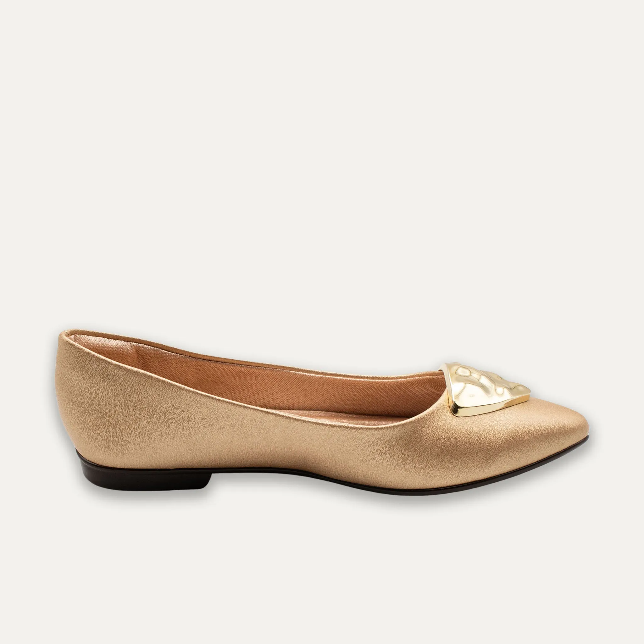 Elena Light Gold Pointed Toe Flats