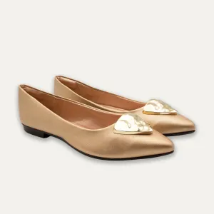 Elena Light Gold Pointed Toe Flats