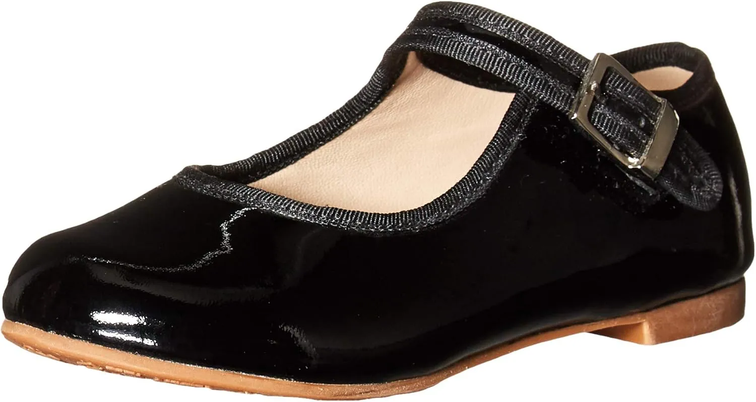 Elephantito girls Mary Jane W/Piping , Patent Black , 11 Little Kid