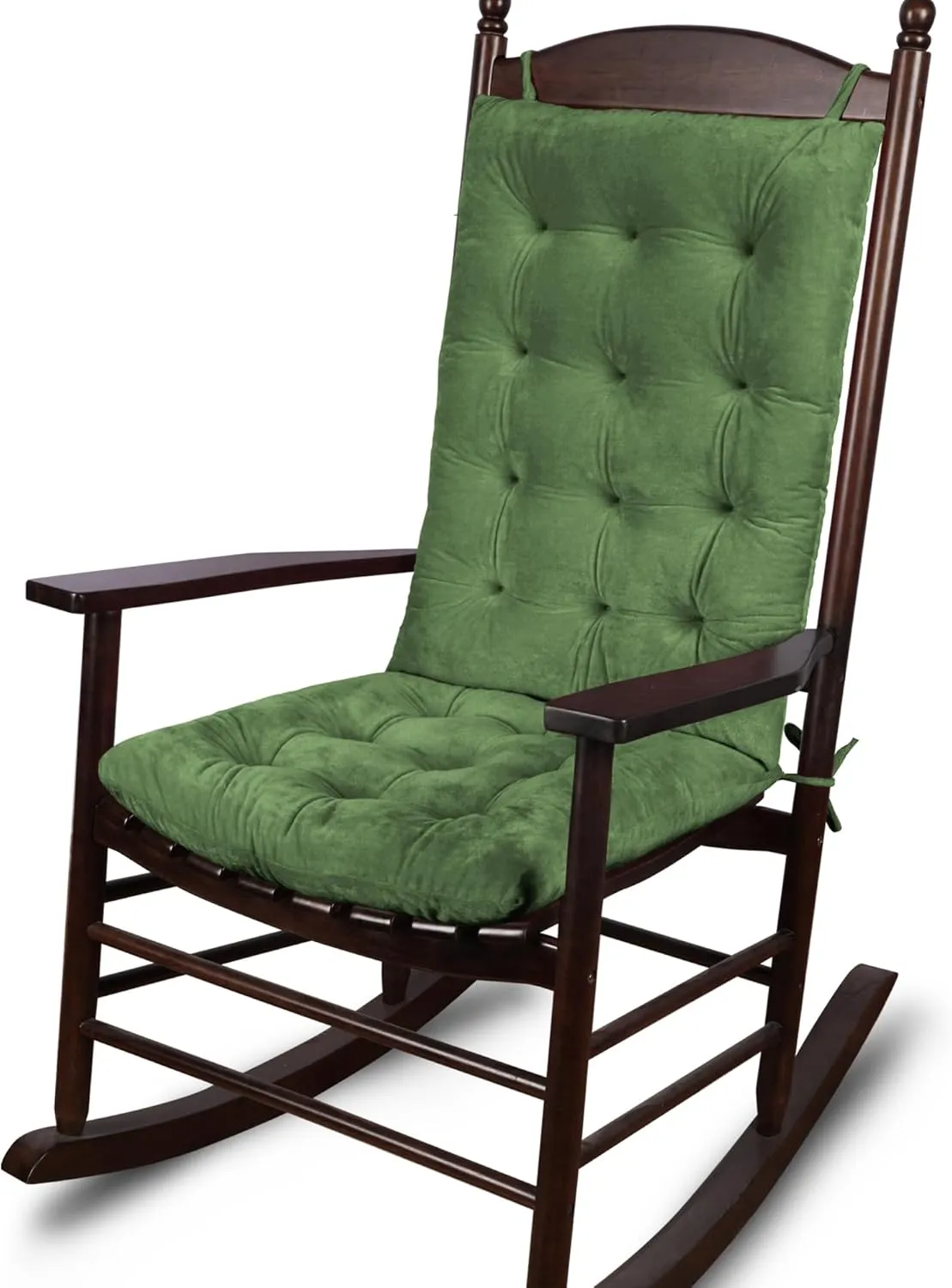 ELFJOY Rocking Chair Cushion Large Rocking Chair Pads with Ties Premium Tufted High Back and Seat Cushion 2 Piece Set Green