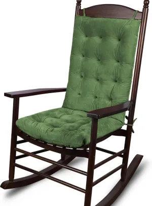 ELFJOY Rocking Chair Cushion Large Rocking Chair Pads with Ties Premium Tufted High Back and Seat Cushion 2 Piece Set Green