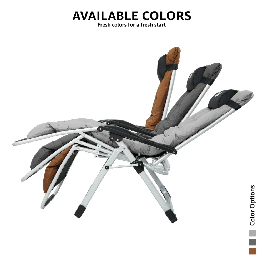 Equal Mild Steel Zero Gravity Reclining Lounge and Folding Recliner Chair (Coffee Brown)