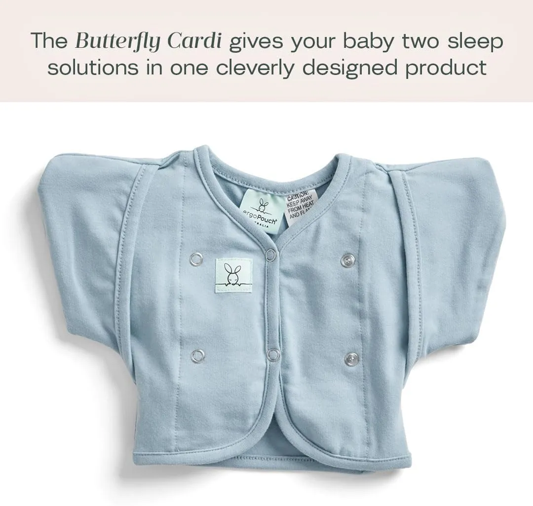 ergoPouch 0.2 TOG Butterfly Cardi with Arm Pockets, Baby Swaddle Transition Aid, Wear Over Any Sleeping Bag (0-3 Months, Dragonflies)