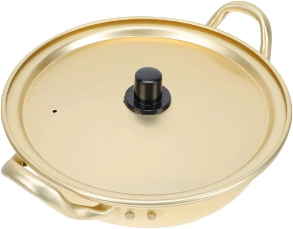 ERINGOGO Korean Ramen Noodle Pot, 9.4 Inch Stainless Steel Stockpot Soup Cooking Pot with Lid, Aluminium Nonstick Saucepan Small Pasta Pot, Camping Cookware for Induction, Stovetop