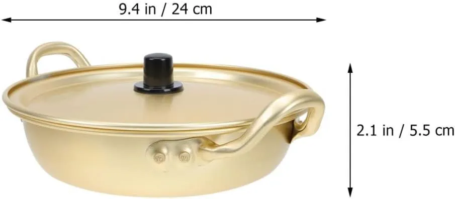 ERINGOGO Korean Ramen Noodle Pot, 9.4 Inch Stainless Steel Stockpot Soup Cooking Pot with Lid, Aluminium Nonstick Saucepan Small Pasta Pot, Camping Cookware for Induction, Stovetop