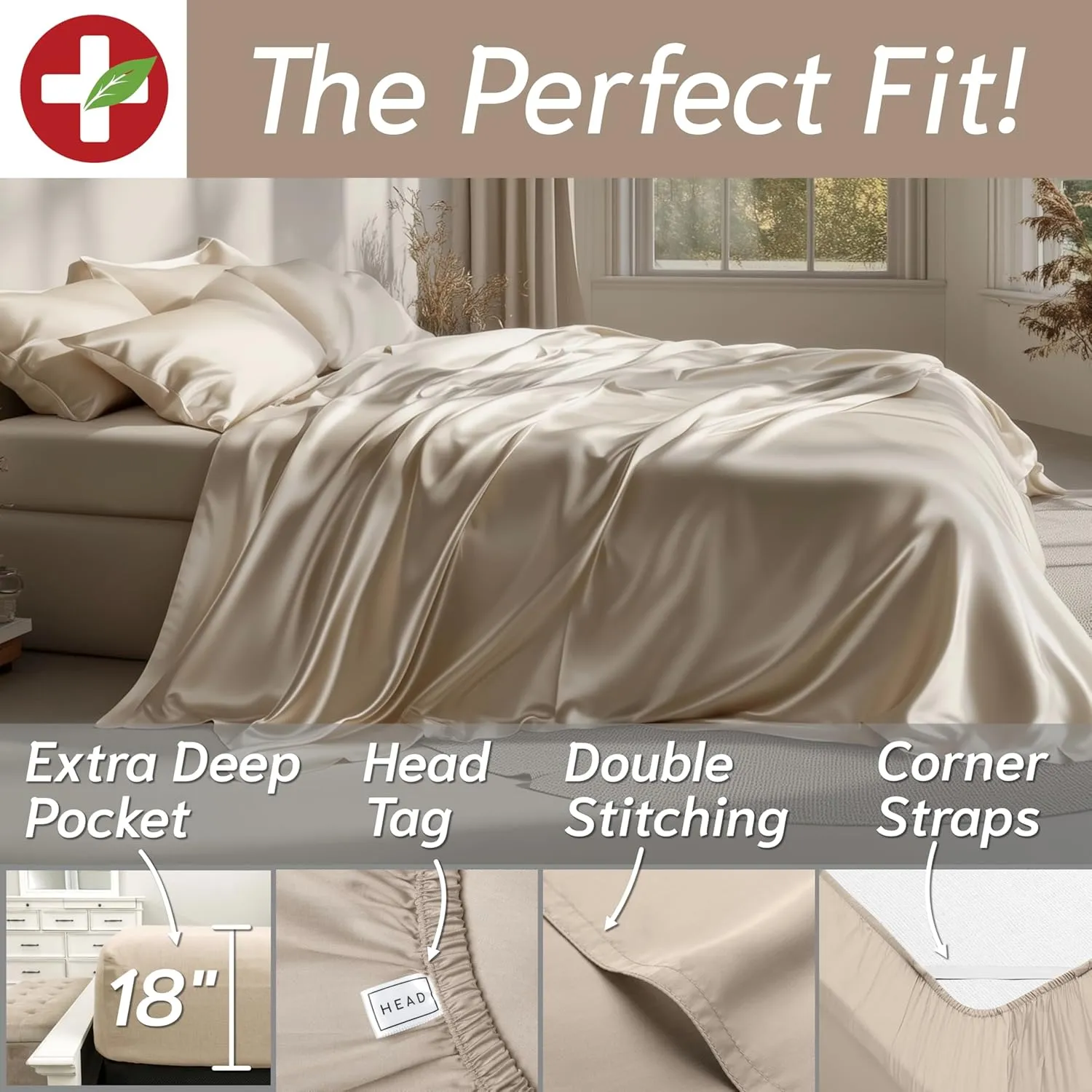 Eucalyptus Collection King Size Sheet w/Silver Ions | 100% Tencel | Ultra Soft | Cooling for Hot Sleepers | 18" Deep Pocket [White]