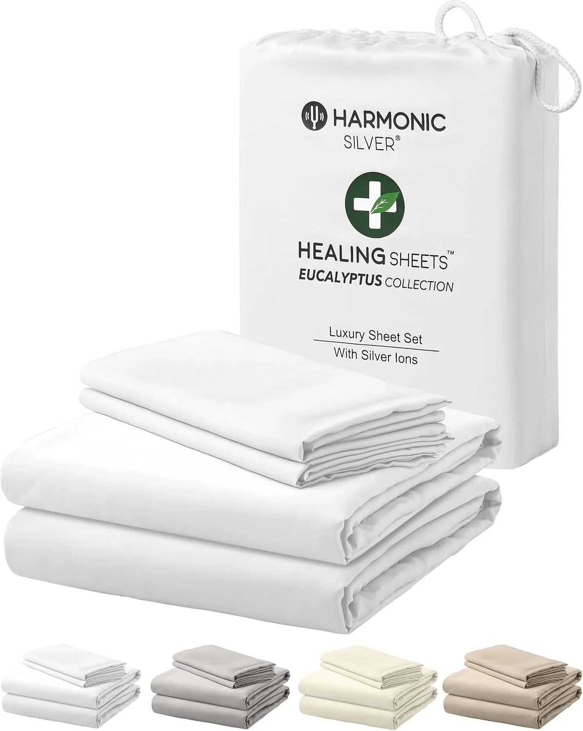 Eucalyptus Collection King Size Sheet w/Silver Ions | 100% Tencel | Ultra Soft | Cooling for Hot Sleepers | 18" Deep Pocket [White]