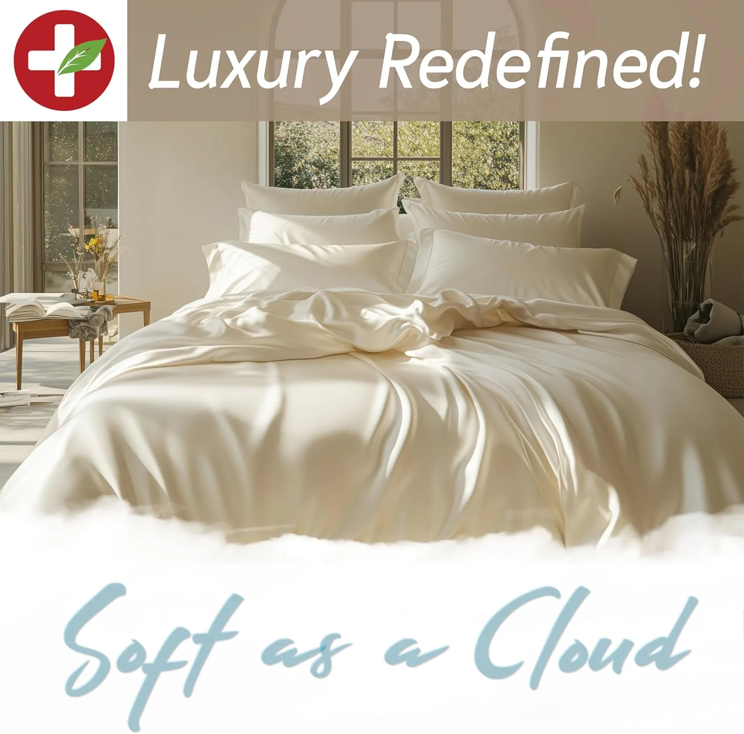 Eucalyptus Collection King Size Sheet w/Silver Ions | 100% Tencel | Ultra Soft | Cooling for Hot Sleepers | 18" Deep Pocket [White]