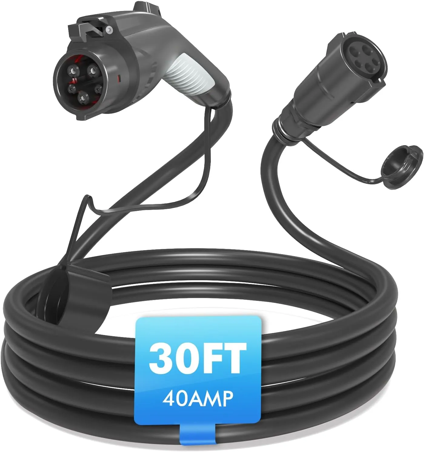 EV Charger Extension Cable, 30ft 40Amp J1772 Extension Cable Compatible with 110V-240V SAE J1772 EV Chargers, Suitable for J1772 EVs/PHEVs, Level 1/ Level 2 IP66 Car Charger Extension Cord with Bag