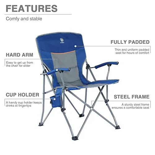 EVER ADVANCED Folding Camping Chair with Cup Holder Quad