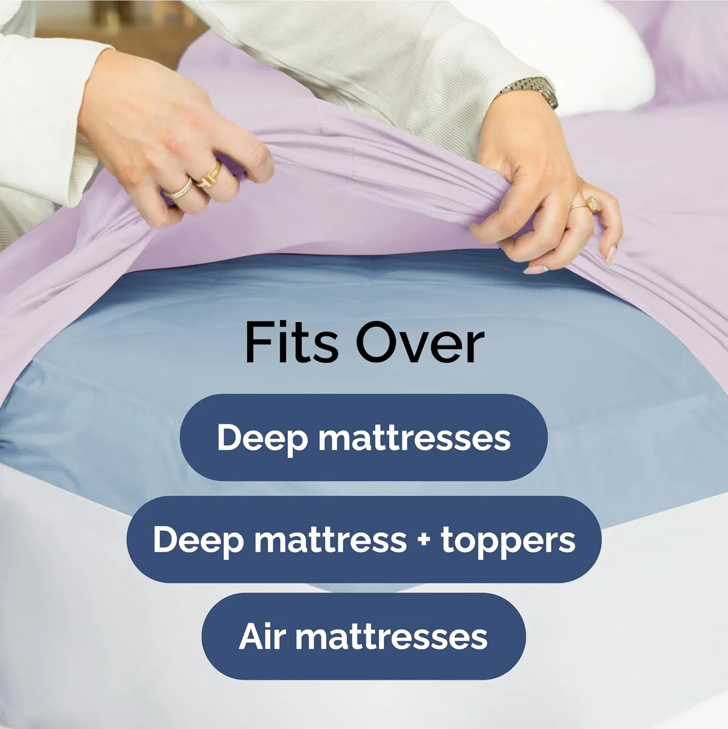 Extra Deep King Fitted Sheet - Hotel Luxury Single Fitted Sheet Only - Easily Fits 18 inch to 24 inch Mattress - Ultra Soft, Wrinkle Free with Extra Deep Pockets - Breathable & Comfy - Light Lavender