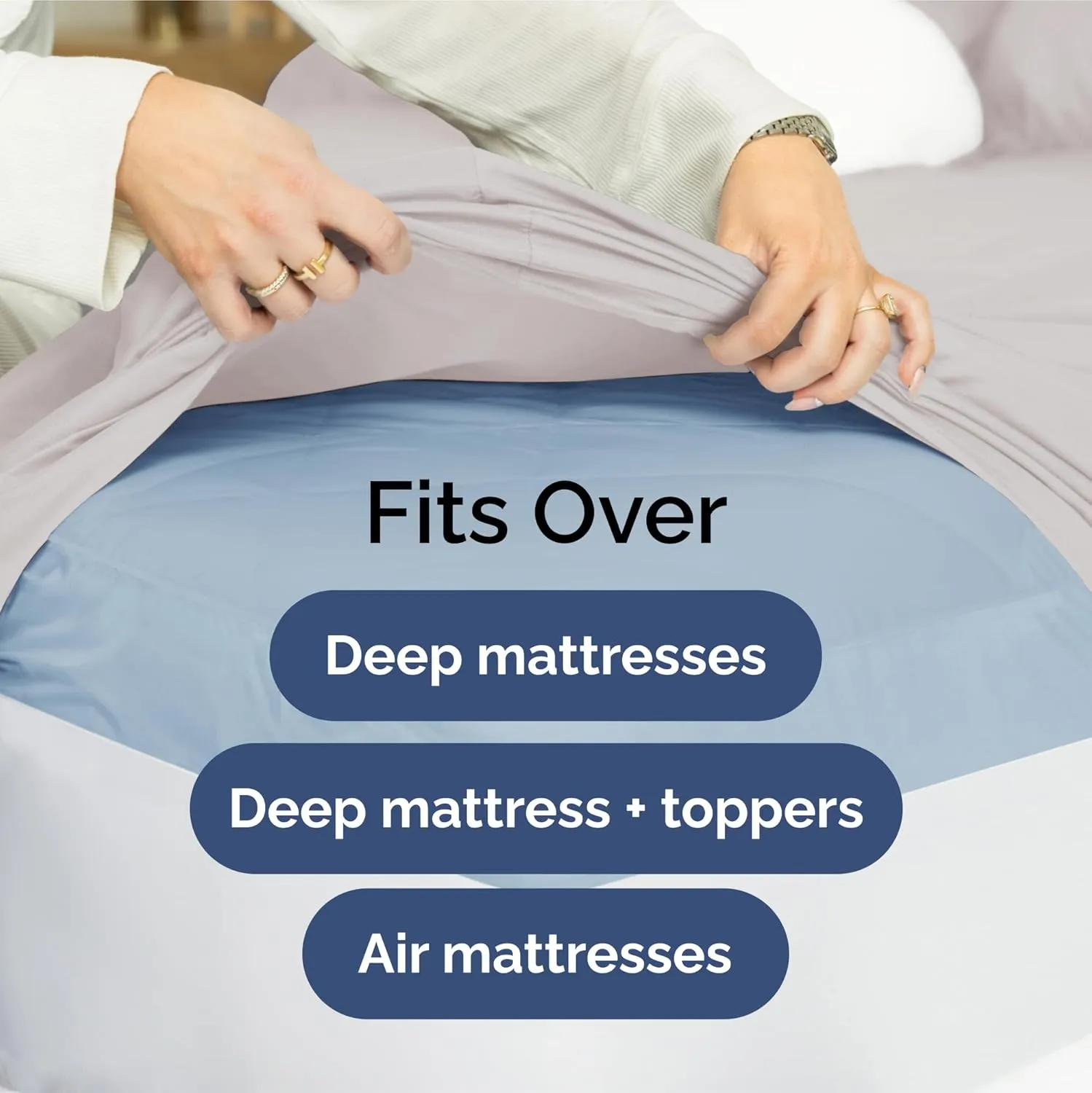 Extra Deep Queen Fitted Sheet - Hotel Luxury Single Fitted Sheet Only - Easily Fits 18 inch to 24 inch Mattress - Ultra Soft, Wrinkle & Fade Free w/Extra Deep Pocket - Breathable & Comfy - Light Grey